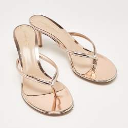 Pre Owned Gianvito Rossi Rose Gold Leather Calypso Sandals Size 40