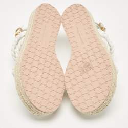 Pre Owned Gianvito Rossi White Braided Leather Platform Espadrille Sandals Size 36.5
