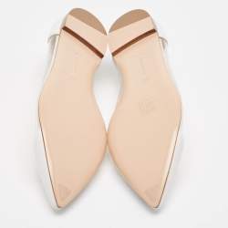 Pre Owned Gianvito Rossi White Leather and PVC Plexi Ballet Flats Size 39.5