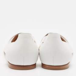 Pre Owned Gianvito Rossi White Leather and PVC Plexi Ballet Flats Size 39.5