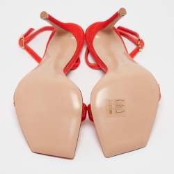 Pre Owned Gianvito Rossi Orange Velvet Britney Slingback Sandals Size 36