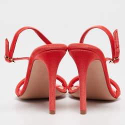 Pre Owned Gianvito Rossi Orange Velvet Britney Slingback Sandals Size 36
