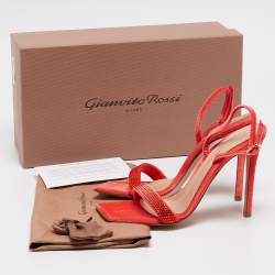 Pre Owned Gianvito Rossi Orange Velvet Britney Slingback Sandals Size 36