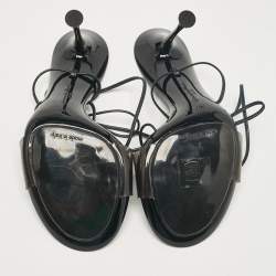 Pre Owned Gianvito Rossi Black PVC and Leather Spice Sandals Size 38.5