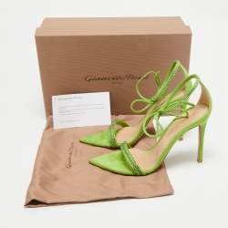 Gianvito Rossi Green Suede Crystal Embellished Montecarlo Sandals Size 36.5