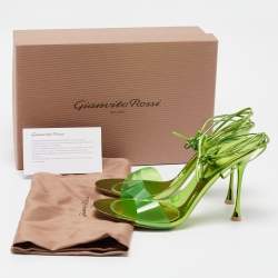 Gianvito Rossi Green PVC and Leather Spice Sandals Size 39.5