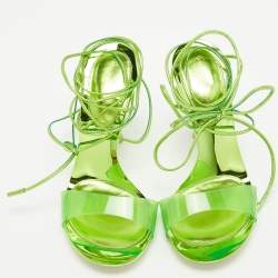 Gianvito Rossi Green PVC and Leather Spice Sandals Size 39.5