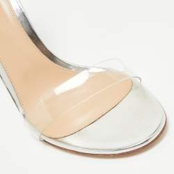 Gianvito Rossi Silver Leather and PVC Portofino Sandals Size 40.5