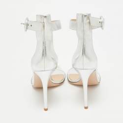 Gianvito Rossi Silver Leather and PVC Portofino Sandals Size 40.5
