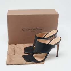 Gianvito Rossi Black Leather Thong Slide Sandals Size 39.5
