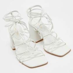 Gianvito Rossi White Leather Minas Sandals Size 39