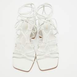 Gianvito Rossi White Leather Minas Sandals Size 39