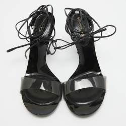 Gianvito Rossi Black PVC and Leather Spice Sandals Size 39.5