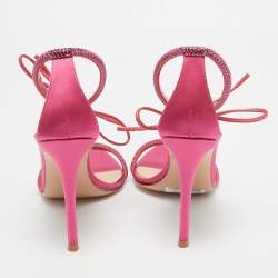 Gianvito Rossi Pink Satin Embellished Montecarlo Sandals Size 40.5