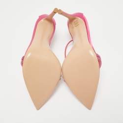 Gianvito Rossi Pink Satin Embellished Montecarlo Sandals Size 40.5