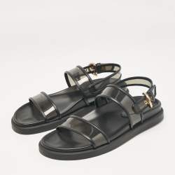 Gianvito Rossi Black Leather and PVC Bilbao Sandals Size 41