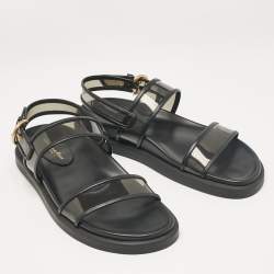 Gianvito Rossi Black Leather and PVC Bilbao Sandals Size 41