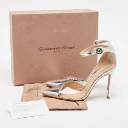 Gianvito Rossi Silver Leather and PVC Anise Pumps Size 41