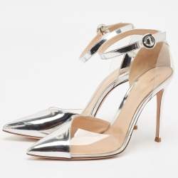 Gianvito Rossi Silver Leather and PVC Anise Pumps Size 41