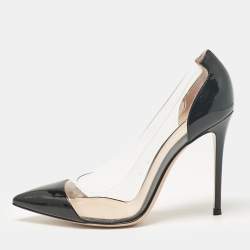 Gianvito Rossi Black Patent Leather and PVC Plexi Pumps Size 41