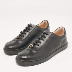 Pre Owned Gianvito Rossi Black Leather Low Top Sneakers Size 38.5