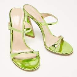 Pre Owned Gianvito Rossi Green Leather Slide Sandals Size 37.5