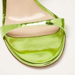 Pre Owned Gianvito Rossi Green Leather Slide Sandals Size 37.5