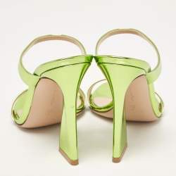 Pre Owned Gianvito Rossi Green Leather Slide Sandals Size 37.5