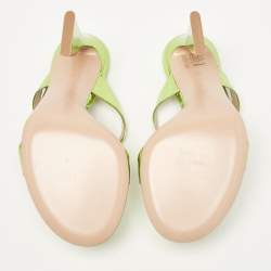 Pre Owned Gianvito Rossi Green Leather Slide Sandals Size 37.5