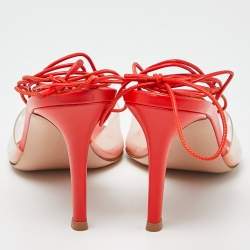 Pre Owned Gianvito Rossi Poppy Red Leather and PVC Skye Sandals Size 41.5