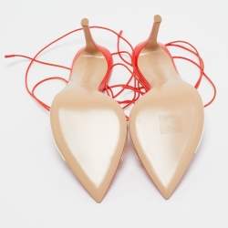 Pre Owned Gianvito Rossi Poppy Red Leather and PVC Skye Sandals Size 41.5