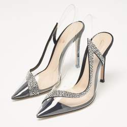 Pre Owned Gianvito Rossi Transparent PVC and Suede Embellished Hortensia Pumps Size 37