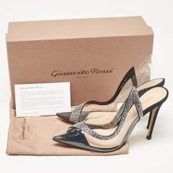 Pre Owned Gianvito Rossi Transparent PVC and Suede Embellished Hortensia Pumps Size 37