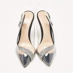 Pre Owned Gianvito Rossi Transparent PVC and Suede Embellished Hortensia Pumps Size 37