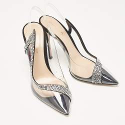 Pre Owned Gianvito Rossi Transparent PVC and Suede Embellished Hortensia Pumps Size 37