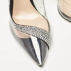 Pre Owned Gianvito Rossi Transparent PVC and Suede Embellished Hortensia Pumps Size 37