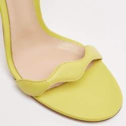 Pre Owned Gianvito Rossi Yellow Leather Wavy Ankle Tie Sandals Size 39.5