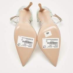 Pre Owned Gianvito Rossi Iridescent Leather and  PVC Ankle Strap Pumps  Size 39.5