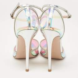 Pre Owned Gianvito Rossi Iridescent Leather and  PVC Ankle Strap Pumps  Size 39.5