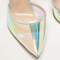 Pre Owned Gianvito Rossi Iridescent Leather and  PVC Ankle Strap Pumps  Size 39.5