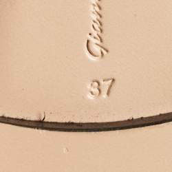 Pre Owned Gianvito Rossi Black Mesh and Suede Crystal Studded Ankle Strap Ballet Flats Size 37