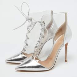 Gianvito Rossi Silver Leather and PVC Icon Ankle Length Boots Size 40