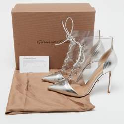 Gianvito Rossi Silver Leather and PVC Icon Ankle Length Boots Size 40
