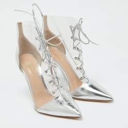 Gianvito Rossi Silver Leather and PVC Icon Ankle Length Boots Size 40