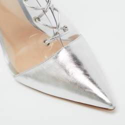 Gianvito Rossi Silver Leather and PVC Icon Ankle Length Boots Size 40