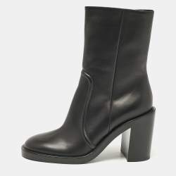 Gianvito Rossi Black Leather Ankle Length Boots Size 37.5