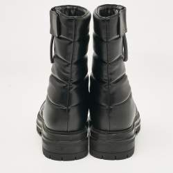 Gianvito Rossi Black Leather Eiko Padded Combat Boots Size 37