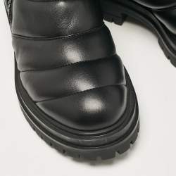 Gianvito Rossi Black Leather Eiko Padded Combat Boots Size 37