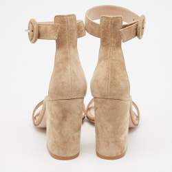 Pre Owned Gianvito Rossi Beige Suede Versilia Sandals Size 34
