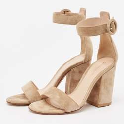 Pre Owned Gianvito Rossi Beige Suede Versilia Sandals Size 34